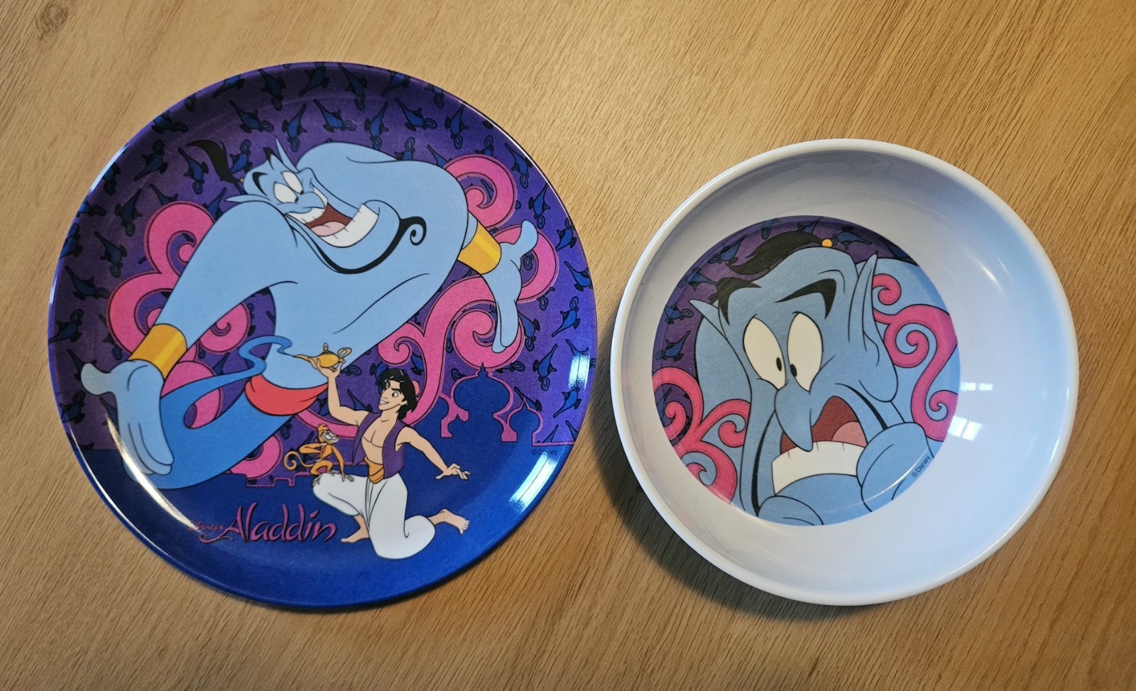 VTG 90s Vintage Aladdin Plate And Bowl Set Melamine Disney Kid’s Zak Design