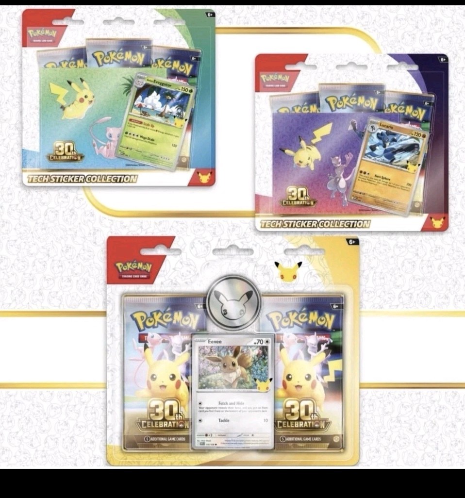 Pokemon 30th Anniversary Celebration Tech Sticker Blister Bundle. PRE ORDER NOV 