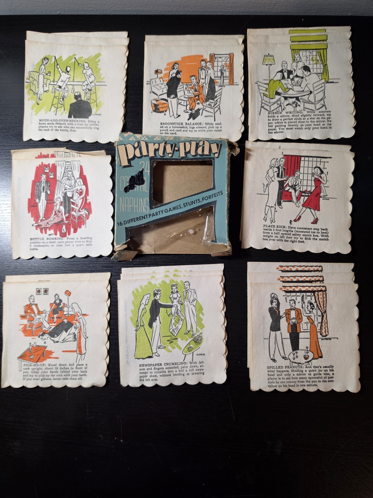 Vintage 1954 Party Play Cocktail Napkins  