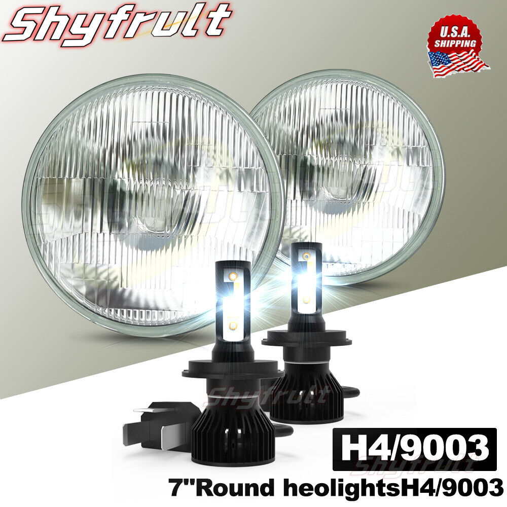 Pair 7 inch Round Led Headlights Lamp Housing for Chevy Bel Air 1955 1956 1957