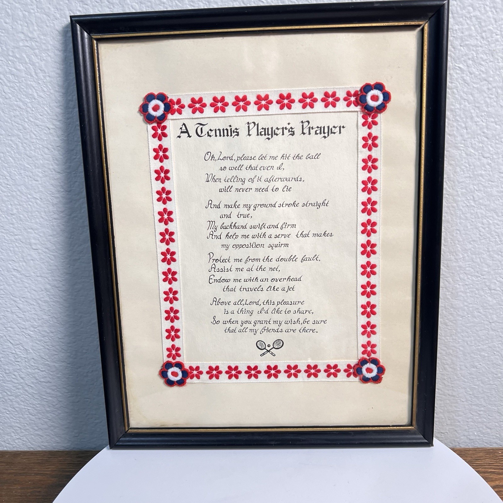 Vintage Blessing Gift For Tennis Player's Prayer Frame