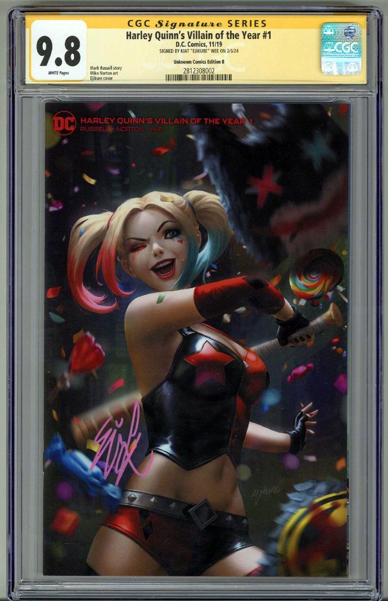 HARLEY QUINN'S VILLAIN OF THE YEAR #1 CGC 9.8 SS SIGNED EJIKURE LOW POP 2 RARE