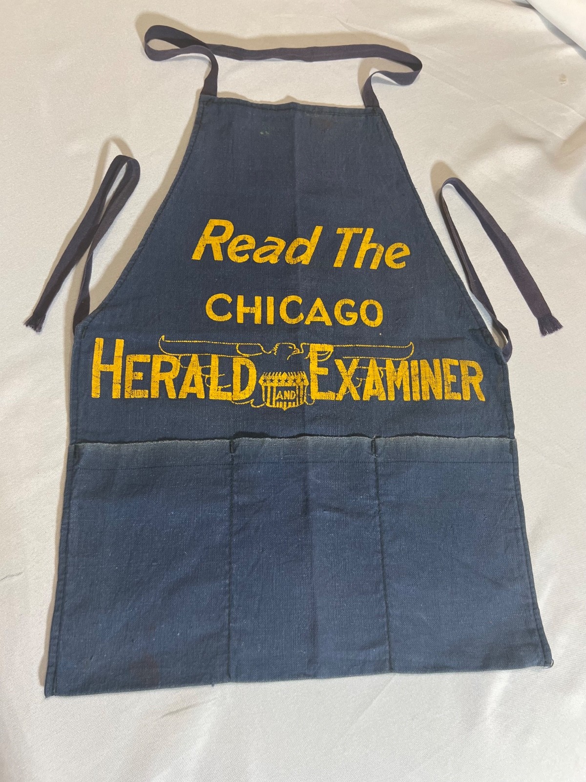 Vtg 1920s/30s Chicago Hearld and Examiner Newsboy Apron Hearst Newspaper Canvas