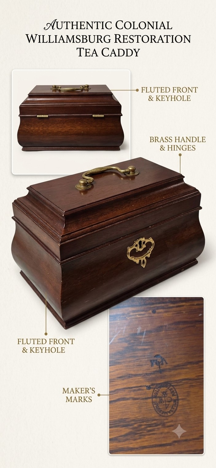 Vintage AUTHENTIC COLONIAL  WILLIAMSBURG RESTORATION TEA CADDY  10x6x6