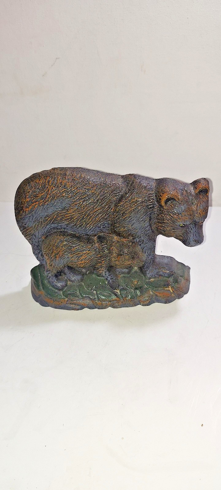 VINTAGE CAST IRON BEAR AND CUB DOORSTOP