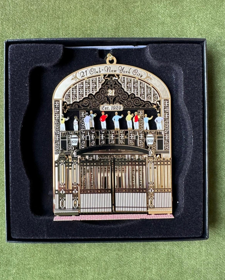 21 Club New York Holiday Ornament - Iron gates with equestrian jockeys