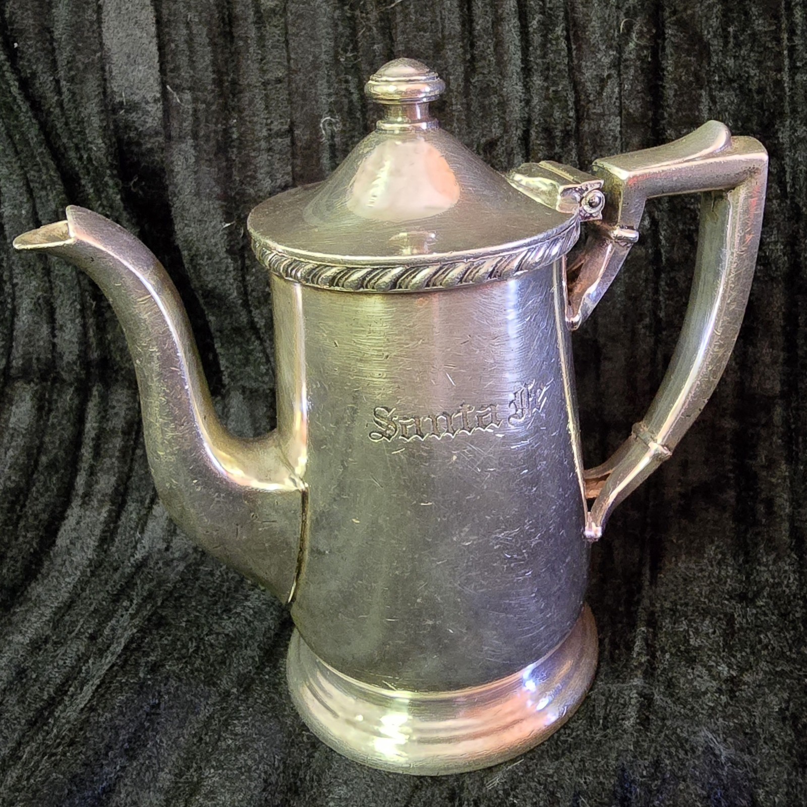 Vintage 1952 AT&SF Railway Silver Plated Individual Tea/coffee Pot Railroad Hist