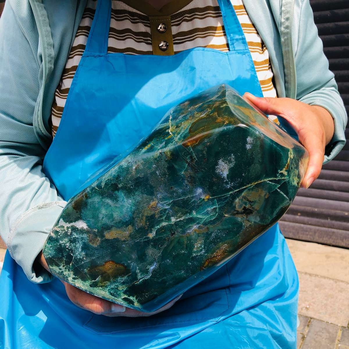 20.59 LB Natural Moss Agate Polished Freeform Green Landscape Mineral Specimen