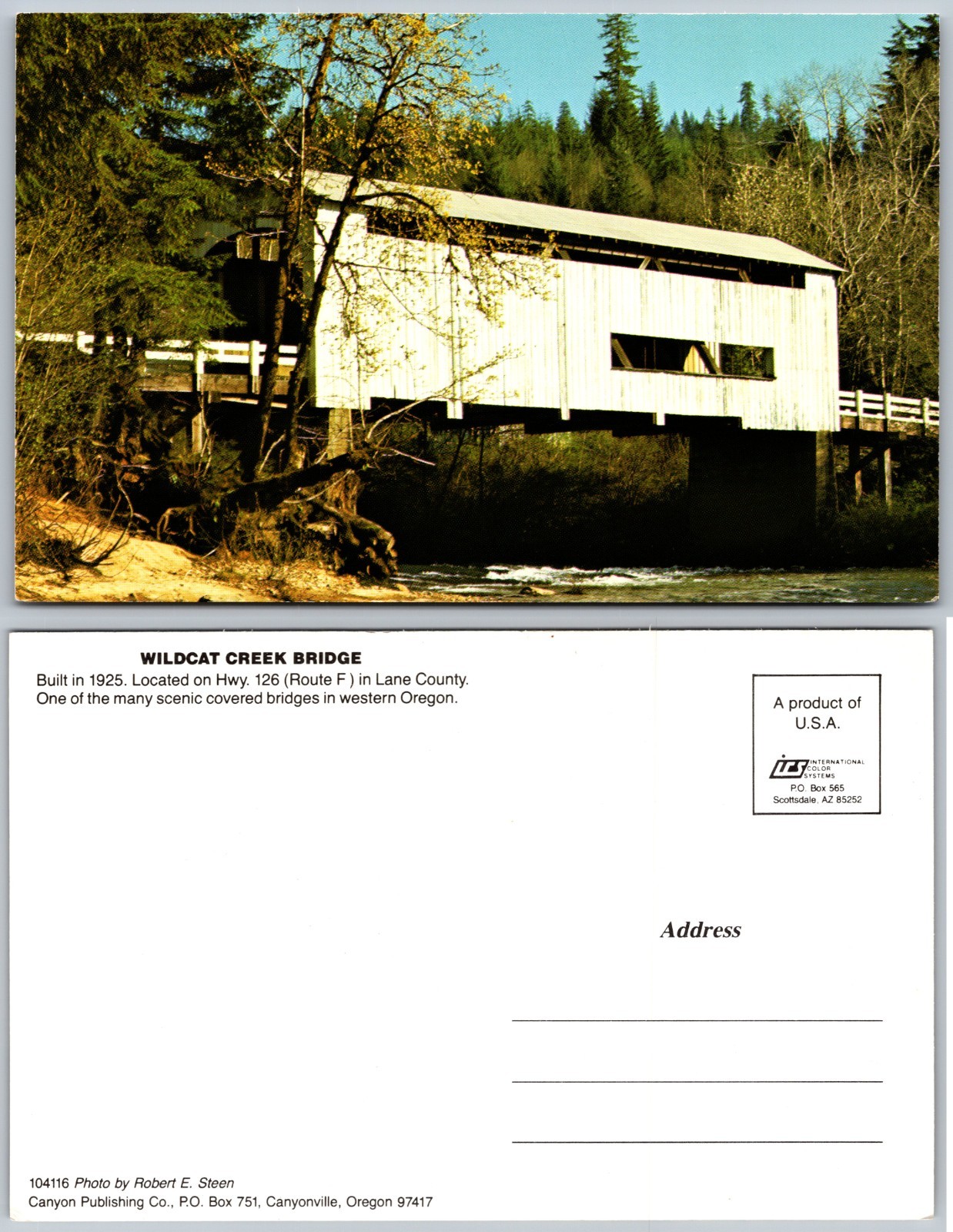 Wildcat Creek Bridge Covered Postcard