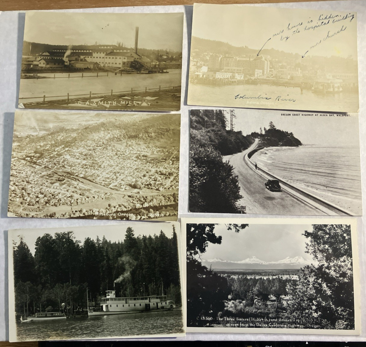 Unique Vintage Oregon 6 Real Photo Postcard Lot RPPC Towns Coast Mountains (1)