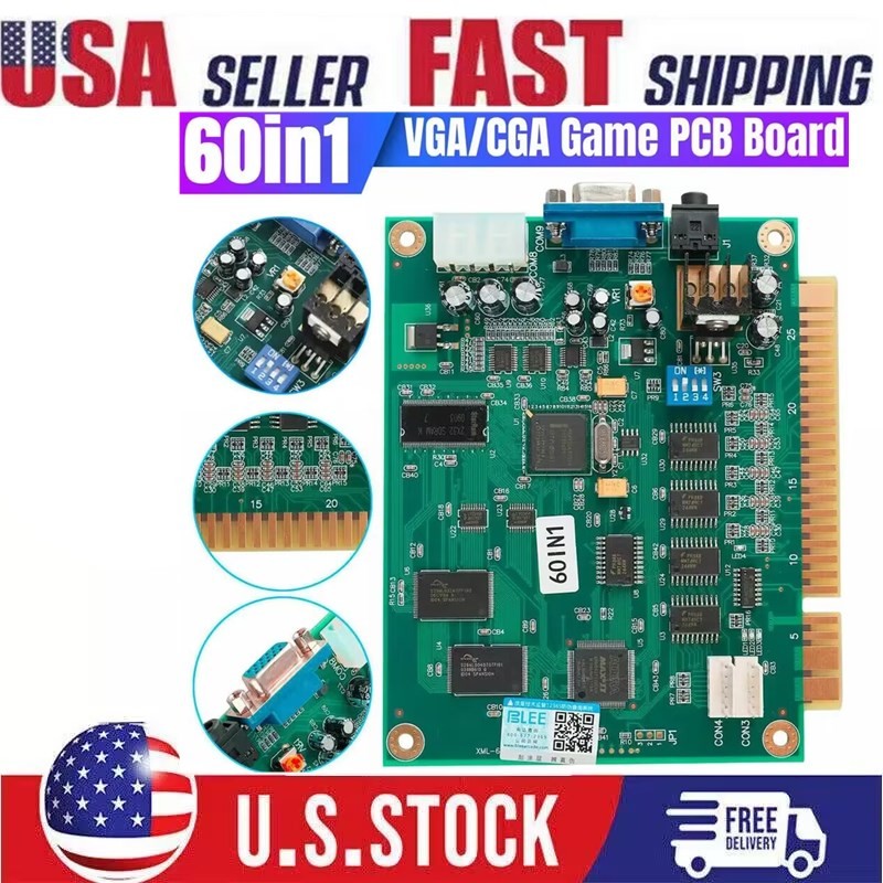 Arcade JAMMA 60 IN 1 Multicade Board CGA/VGA Output For Classic Jamma  PCB Game