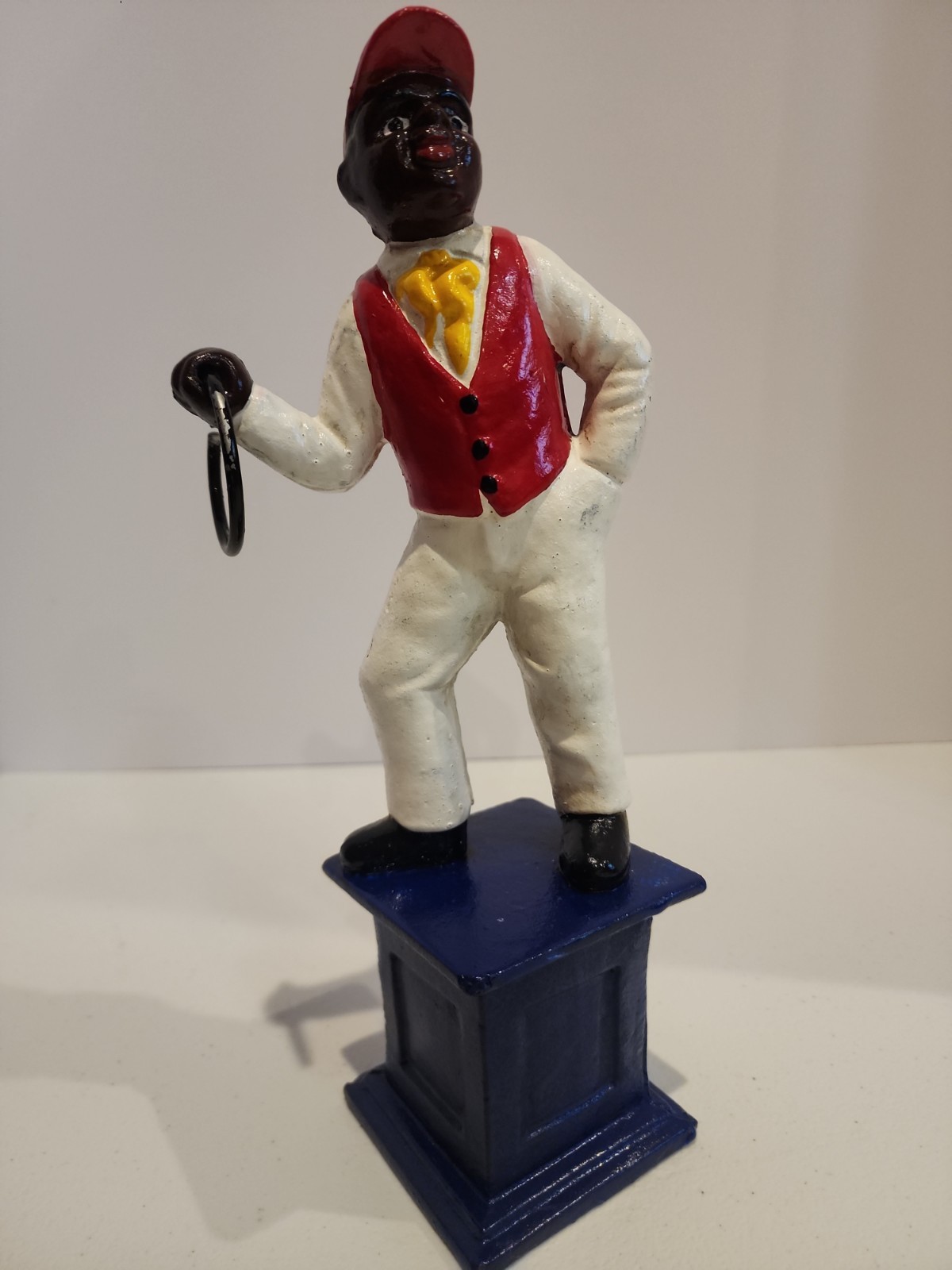 Vintage Cast Iron Hitching Post Horse Jockey \