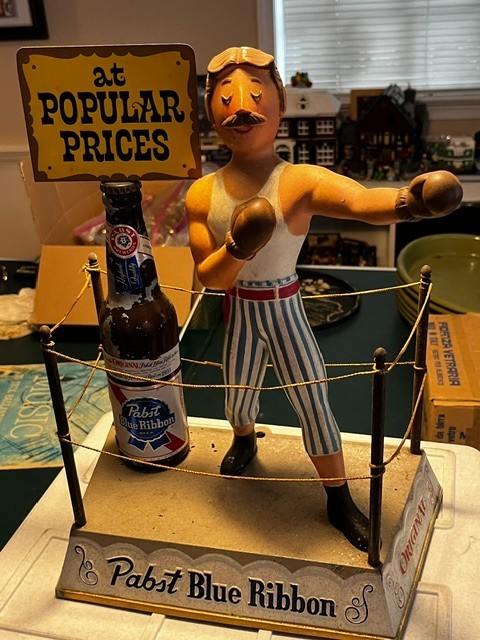 Vtg Original 1950s Boxer Pabst Blue Ribbon, Complete Boxing Ring, All Metal