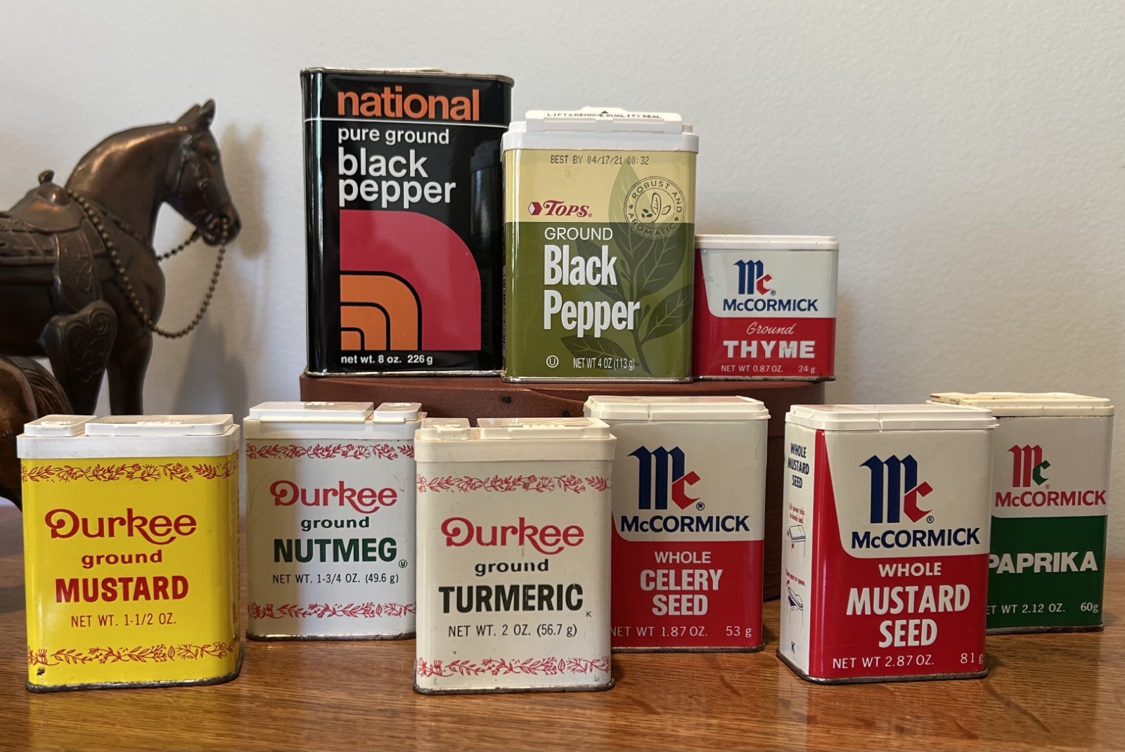 Group Lot Vintage Metal Spice Tins  Durkee McCormick National brands