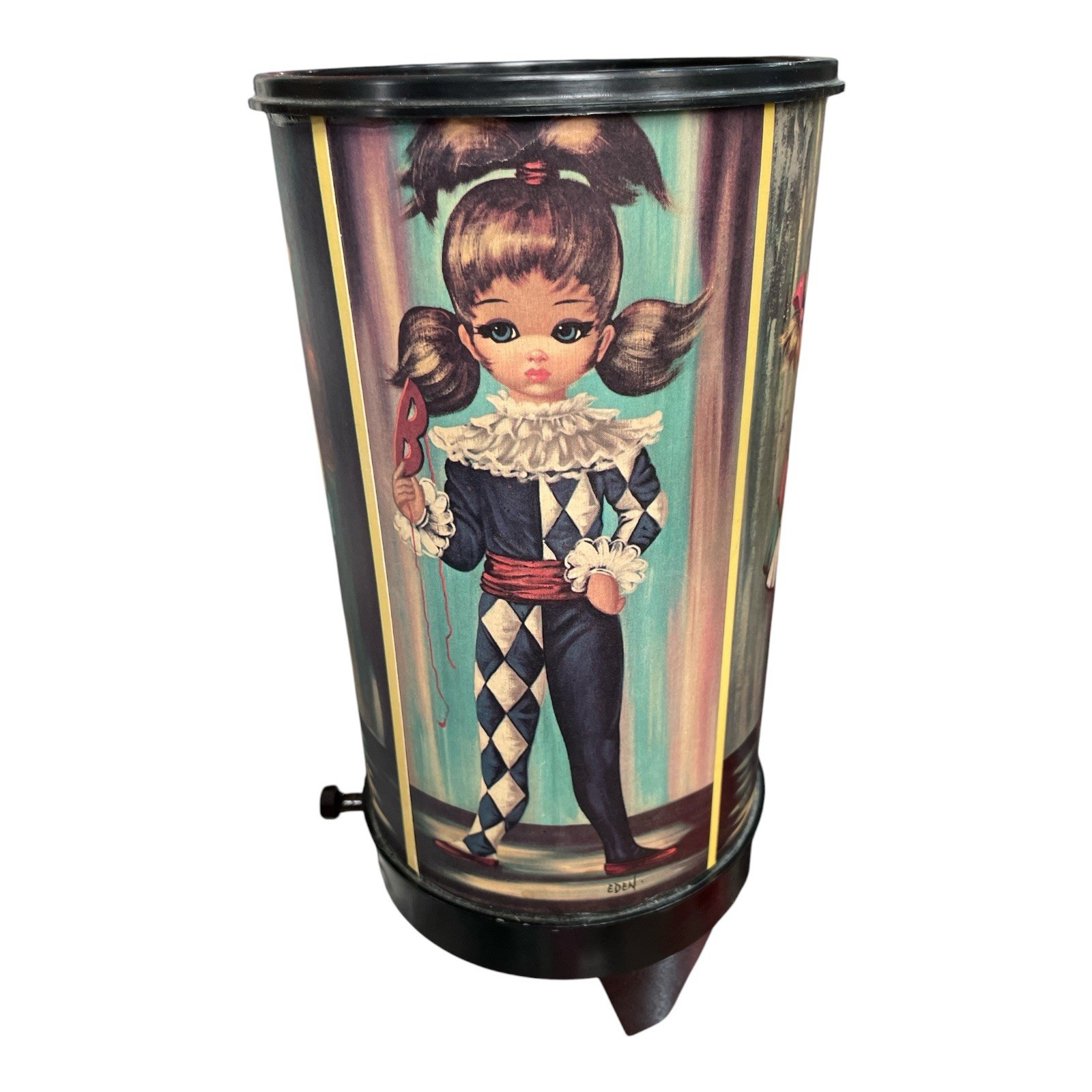 Vtg ‘60s Eden Cylinder Harlequin Big Eye MCM Retro