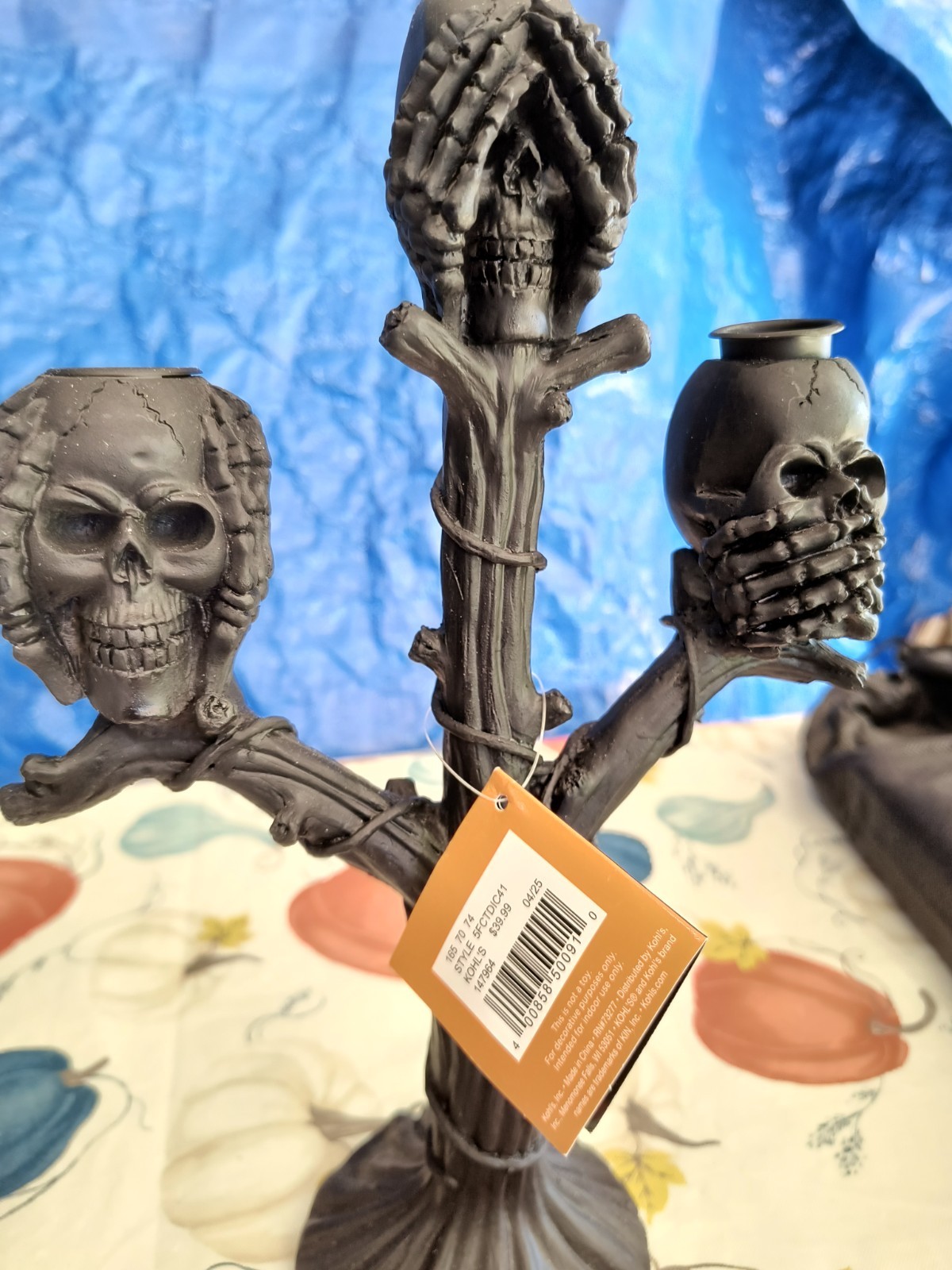 Celebrate Together Hear No Evil, See No Evil, Speak No Evil Skeleton Candelabra