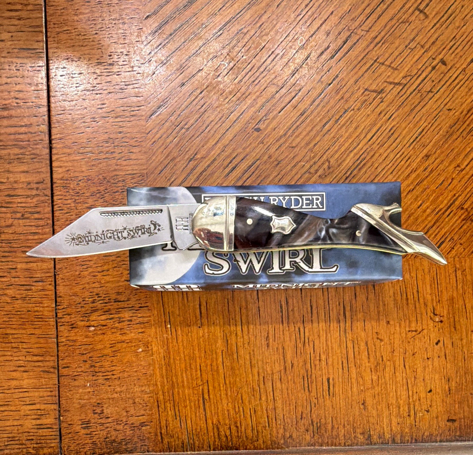 Rough Ryder Midnight Swirl RR960 Manual Slipjoint Clip Point Plain SS Black/Gray