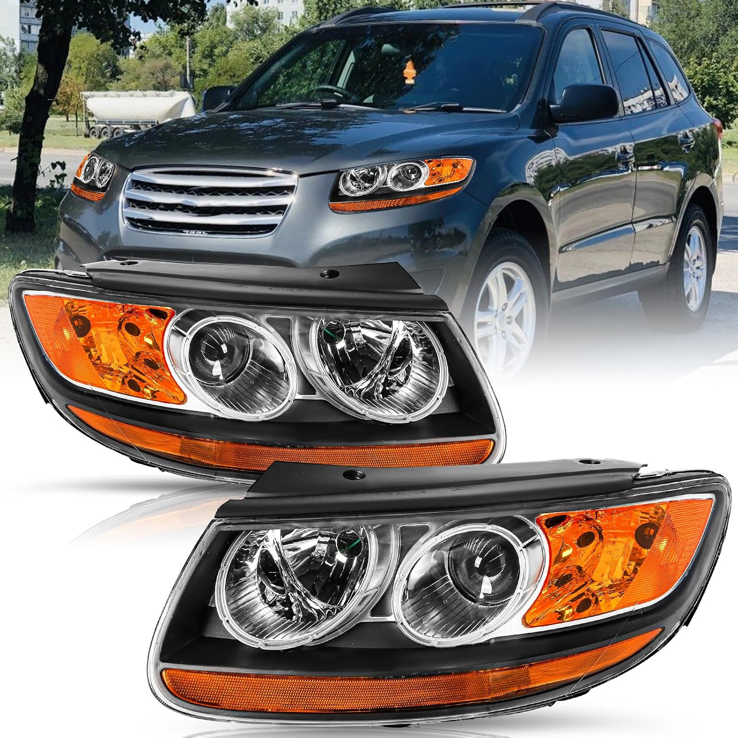 Headlight Fits for 2007 2008 2009 2010 2011 2012 Hyundai Santa Fe