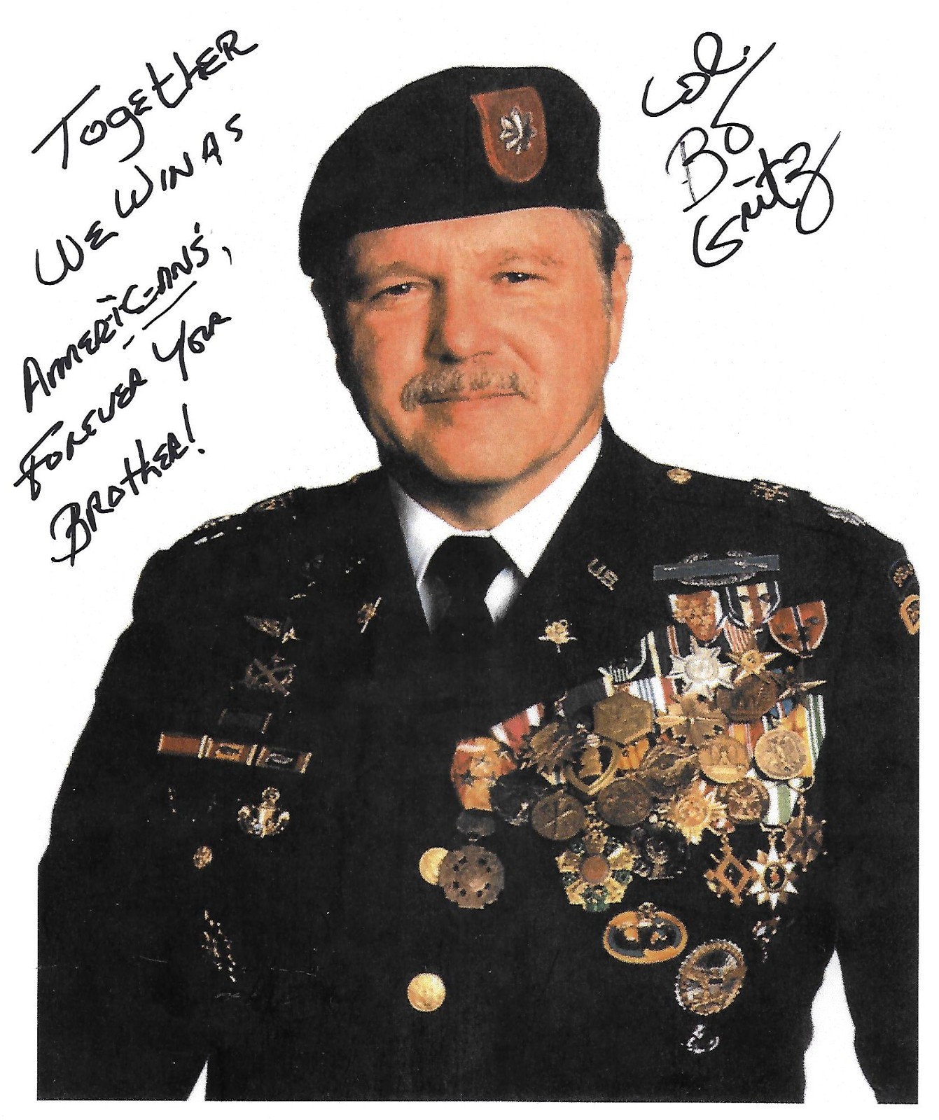 Bo Gritz signed 8x11 photo Vietnam War Ruby Ridge Politics RARE COA LOOK