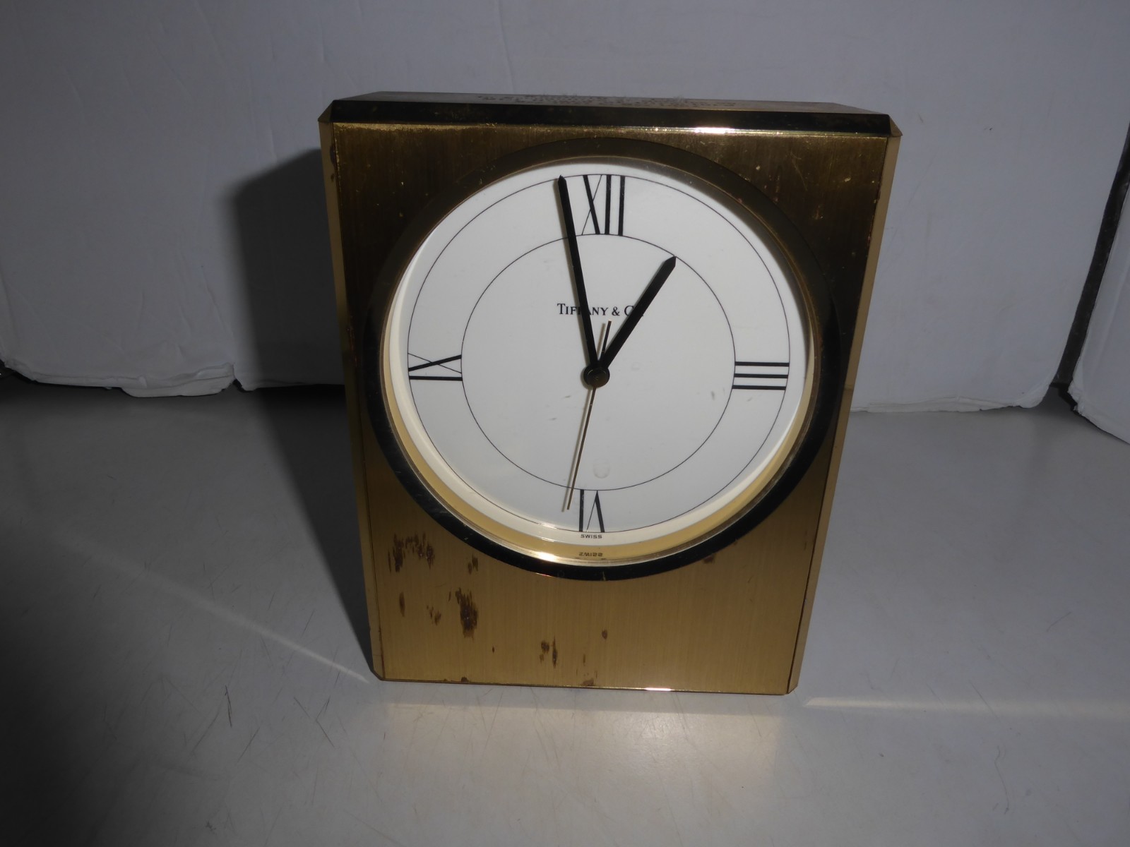 Vintage 1980s TIFFANY & Co. Brass Table Clock Swiss Made