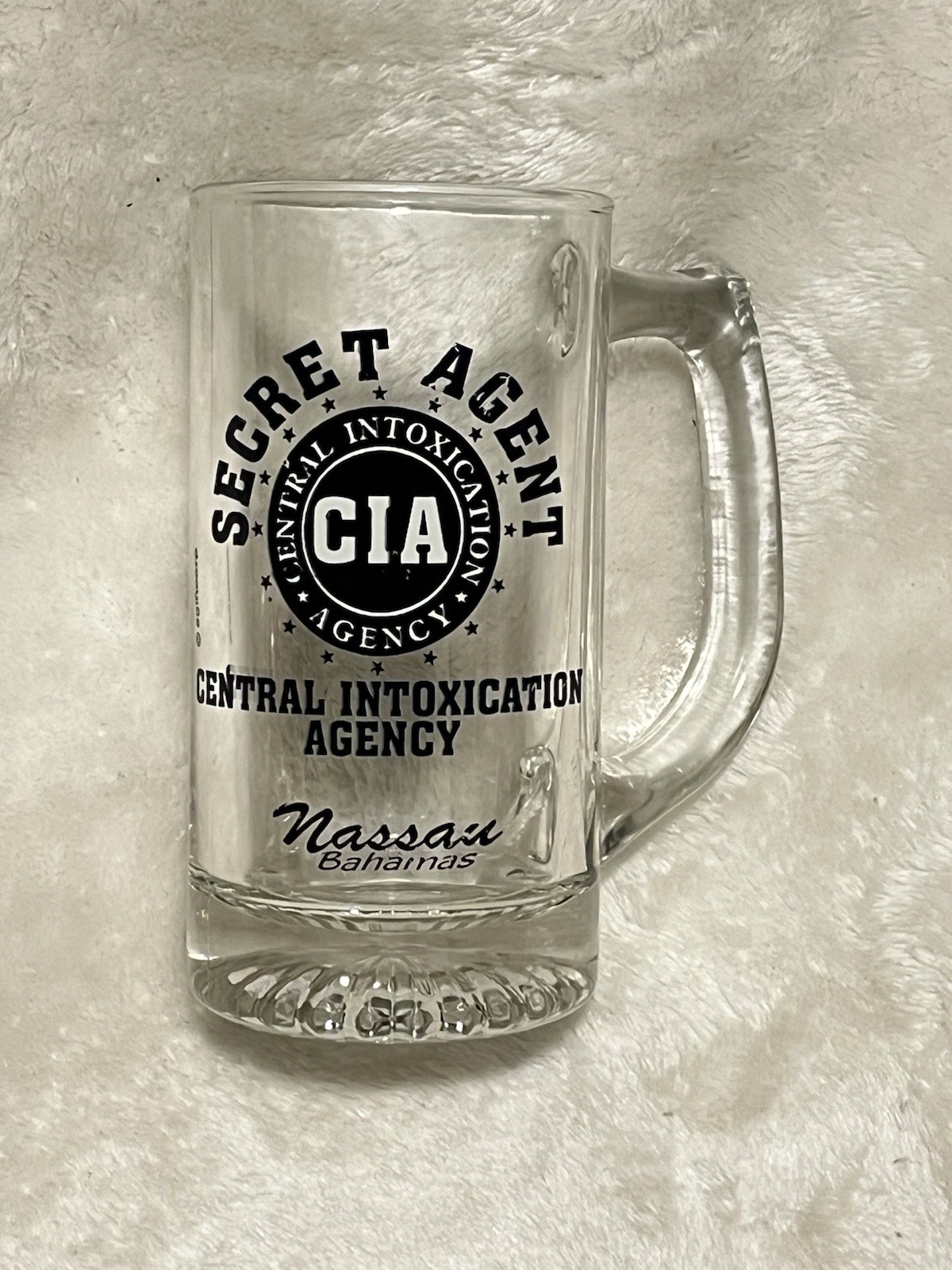 Funny Central Intoxication Agency CIA Beer Stein Mug Glass Nassau Bahamas 5.5