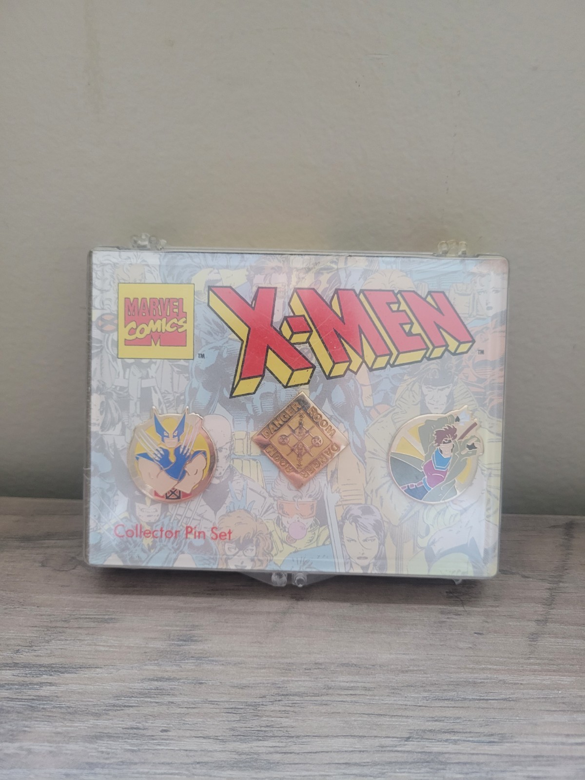 VTG NEW X-Men Collector Pin Set Marvel Comics 1993 Wolverine Gambit Danger Room