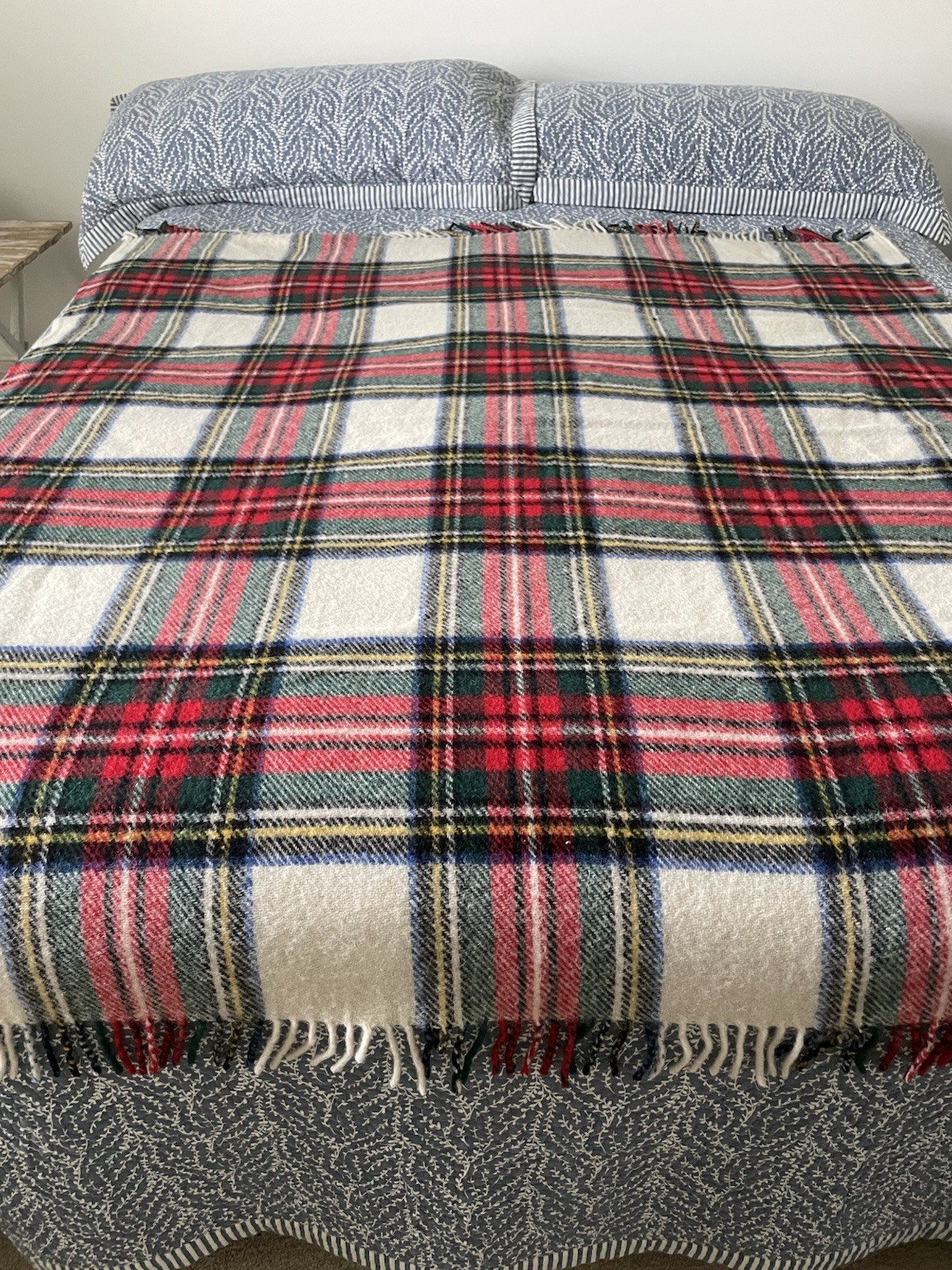 Vintage Highland Home Industries Red Plaid Wool Throw  Blanket 54x59