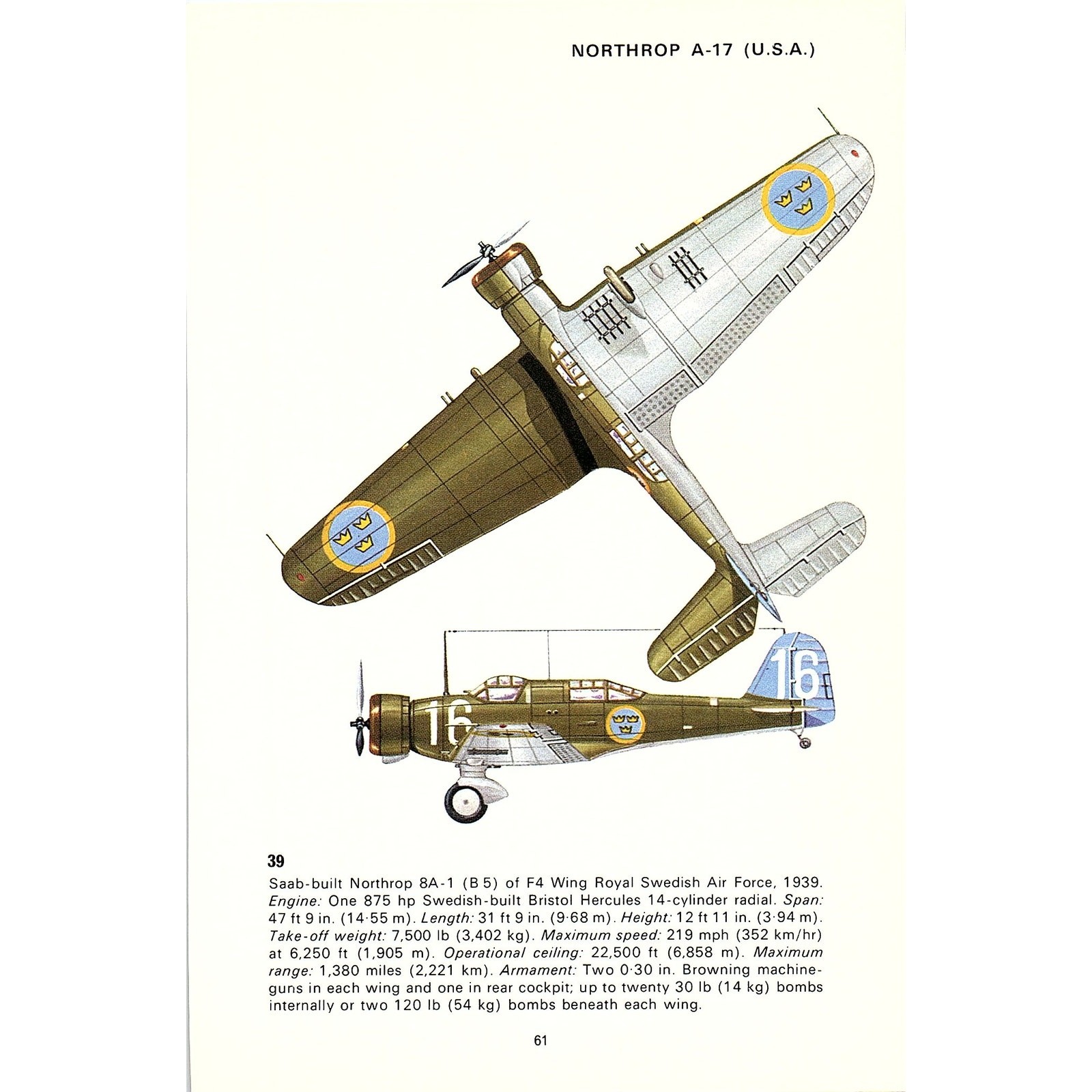 Saab Northrop 8A-1 Douglas Devastator TBD-1 USA 1970 Bomber Aircraft Print SE2-6