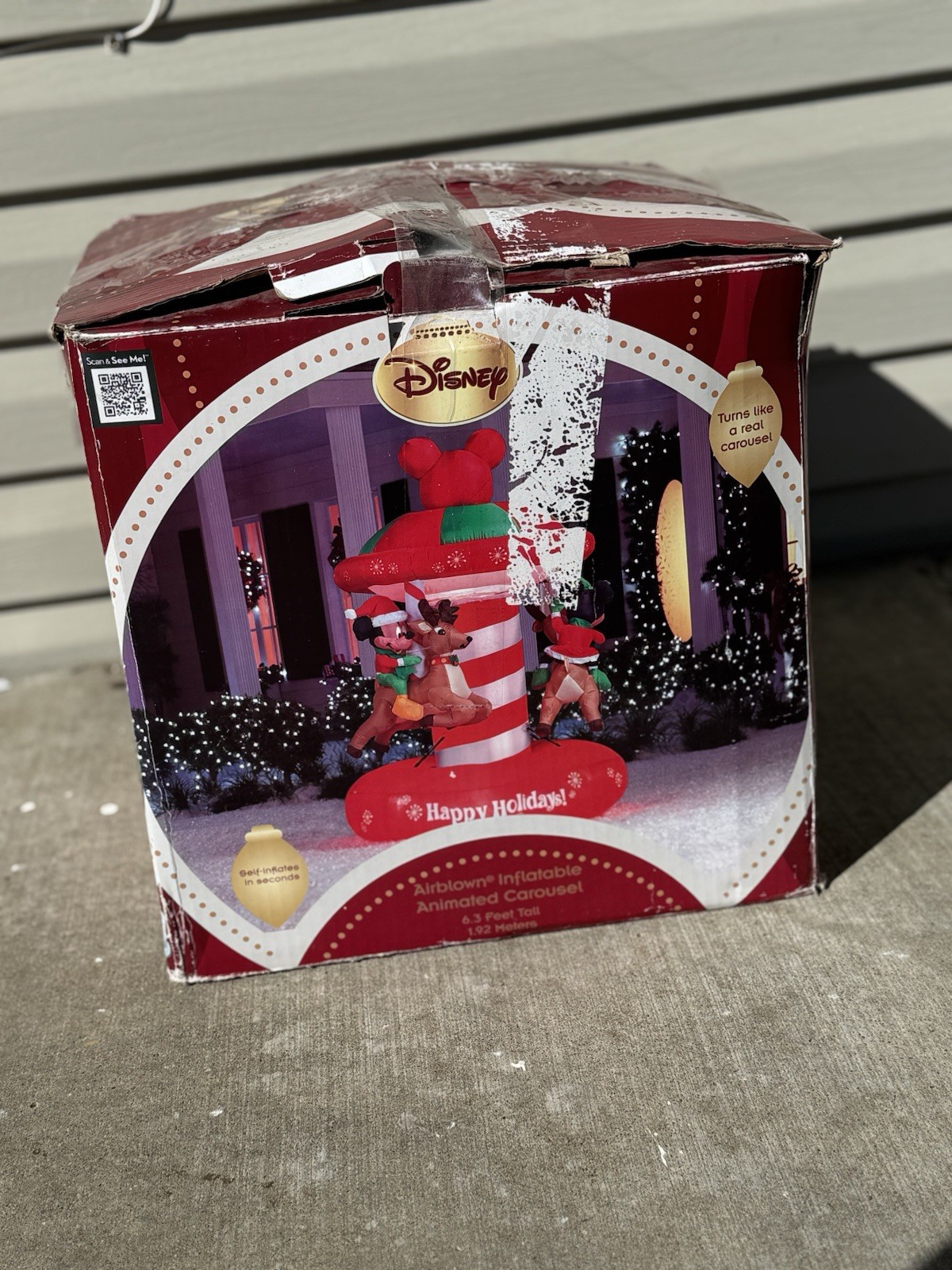 Rare Gemmy 2012 Disney Mickey & Minnie Animated Carousel Christmas Inflatable