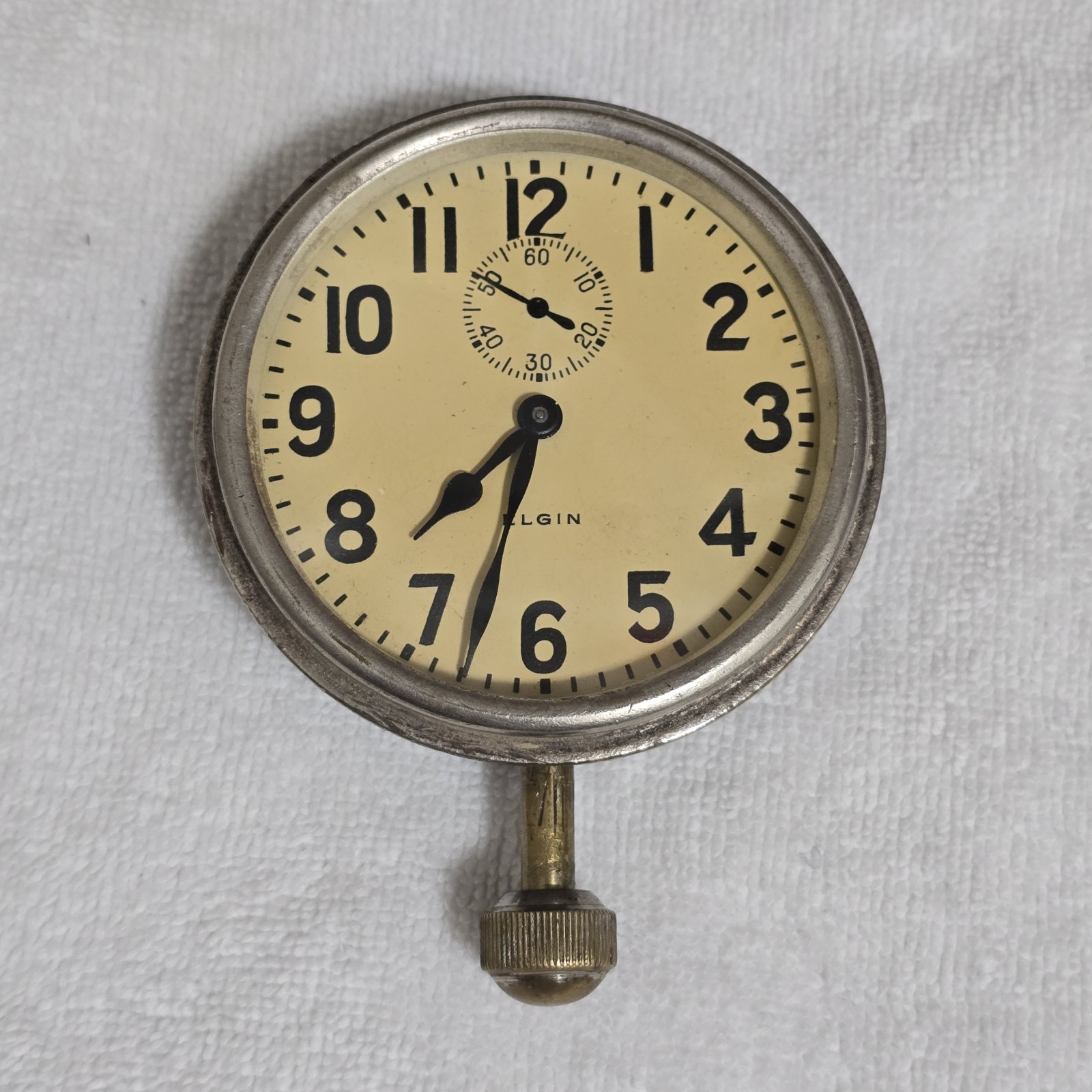 Antique 1920s Elgin 8-Day Mechanical Automobile Dashboard Clock WORKING