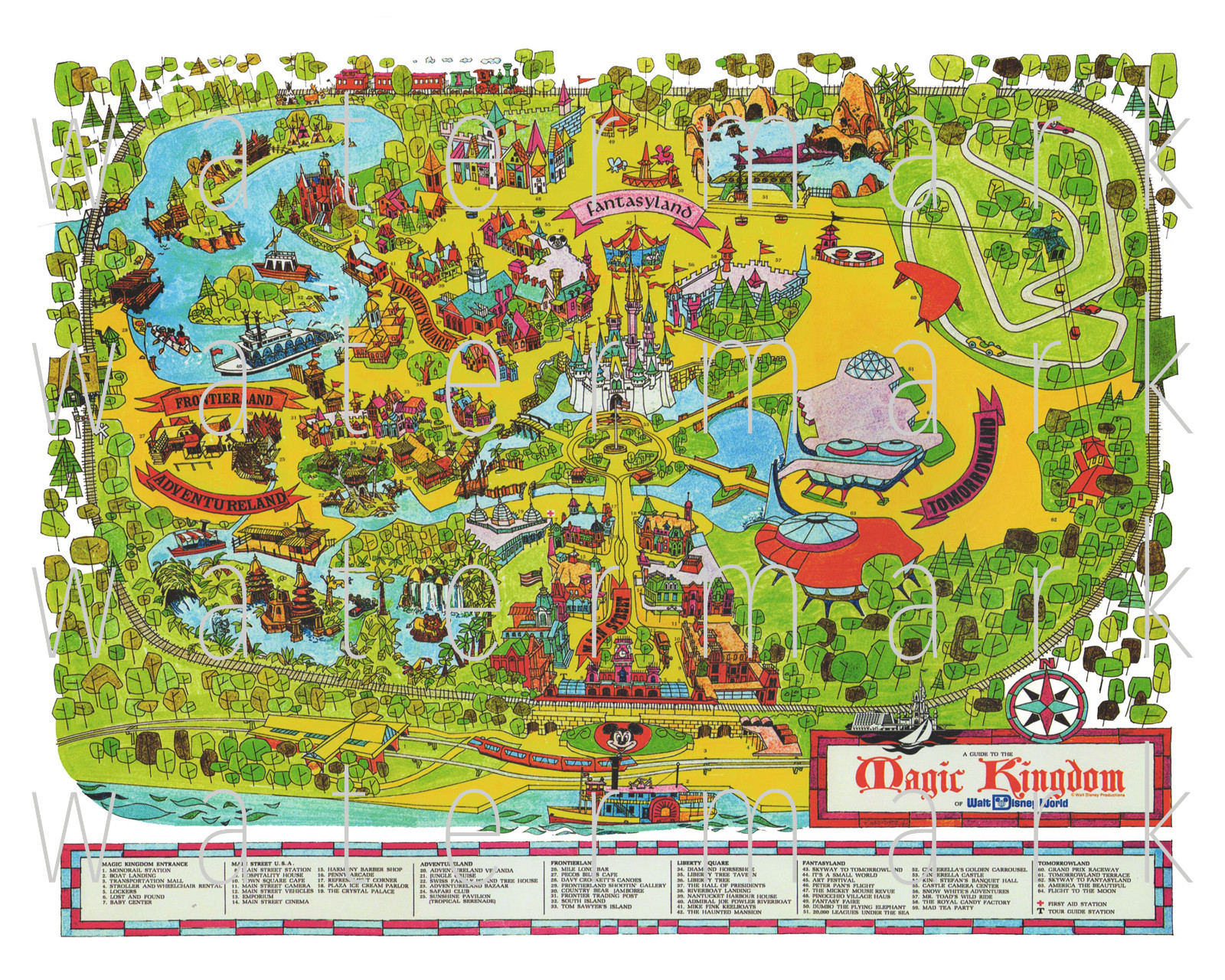1971 Walt Disney World Magic Kingdom Map 8X10 poster print photo RP