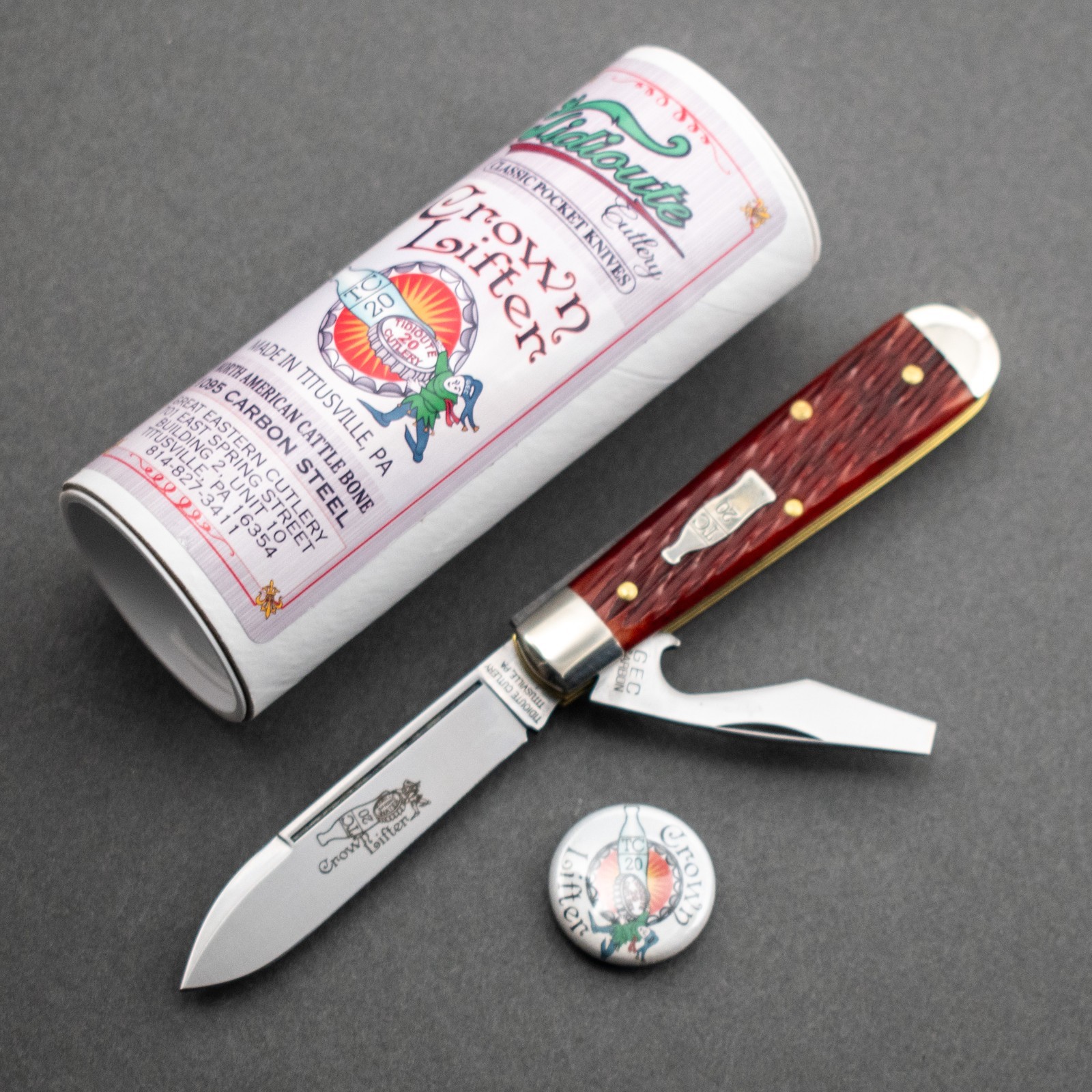 NEW Great Eastern Tidioute #15 Cap Lifter, Cinnabar Jigged Bone, GEC 152226CL
