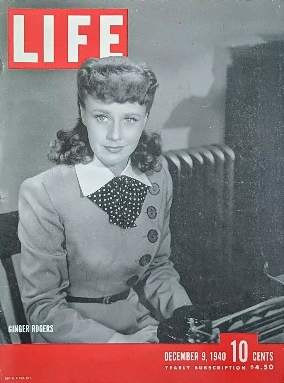 Vintage Life Magazine December 9, 1940 *COVER SHEET ONLY* With Ginger Rogers