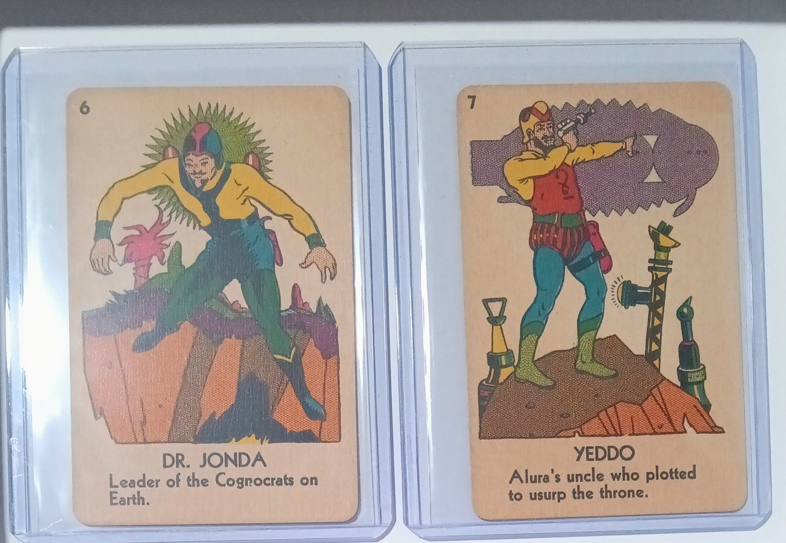 1936 BUCK ROGERS 25TH CENTURY GAME CARD #6 & #7 DR. JONDA & YEDDO EXCELLENT 