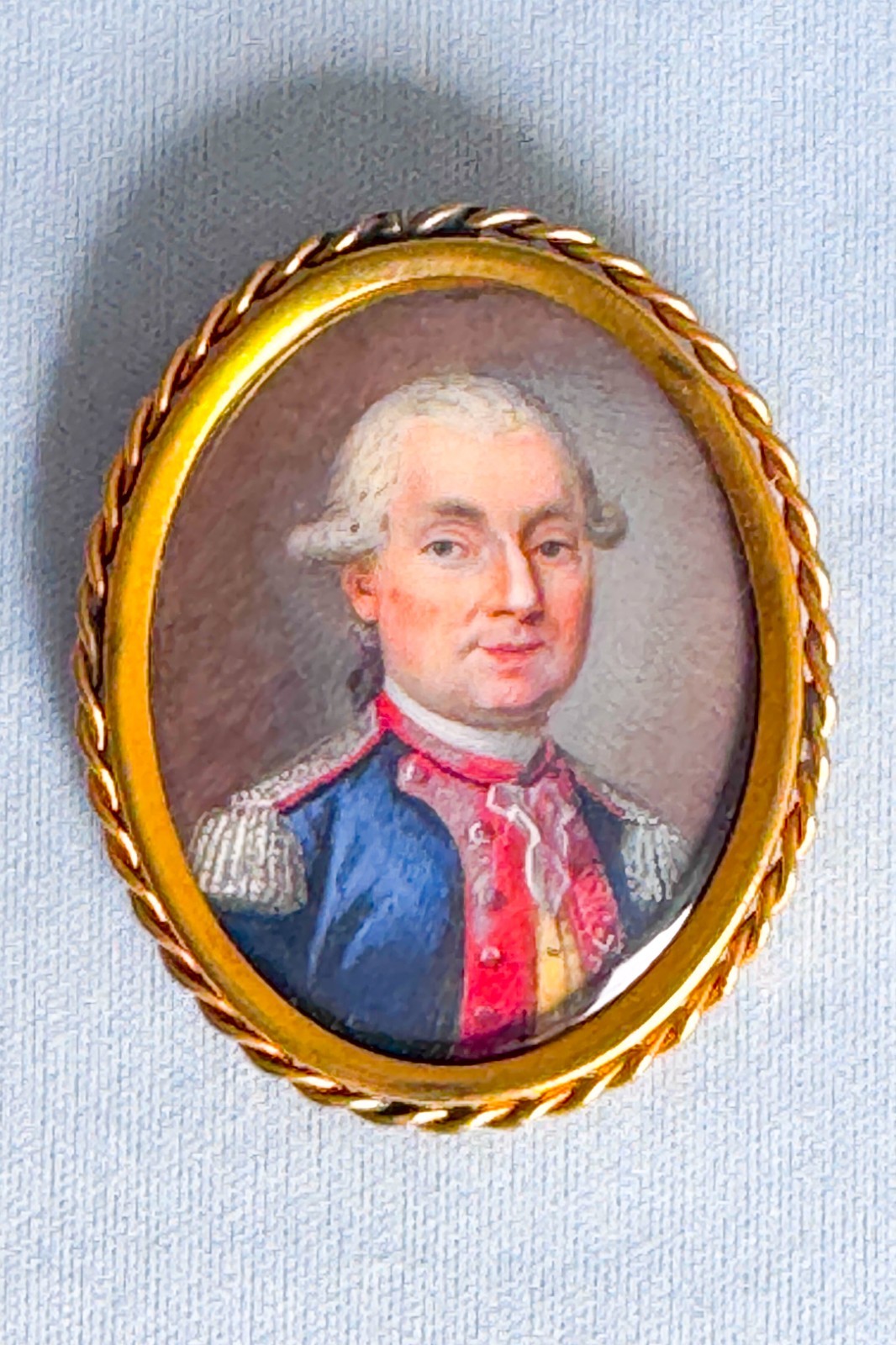 Rare Original 18thC Hand Painted Portrait Soldier French Revolution Robespierre