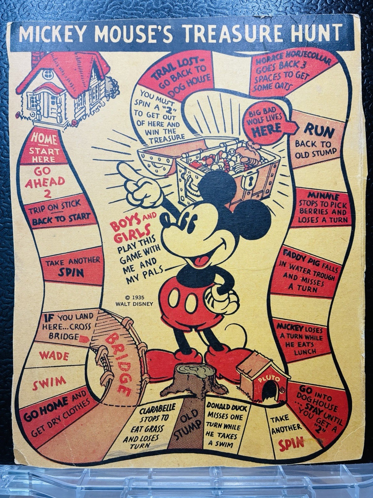 1935 POST TOASTIES Cereal Box Mickey Mouse Treasure Hunt Cut Out Incomplete