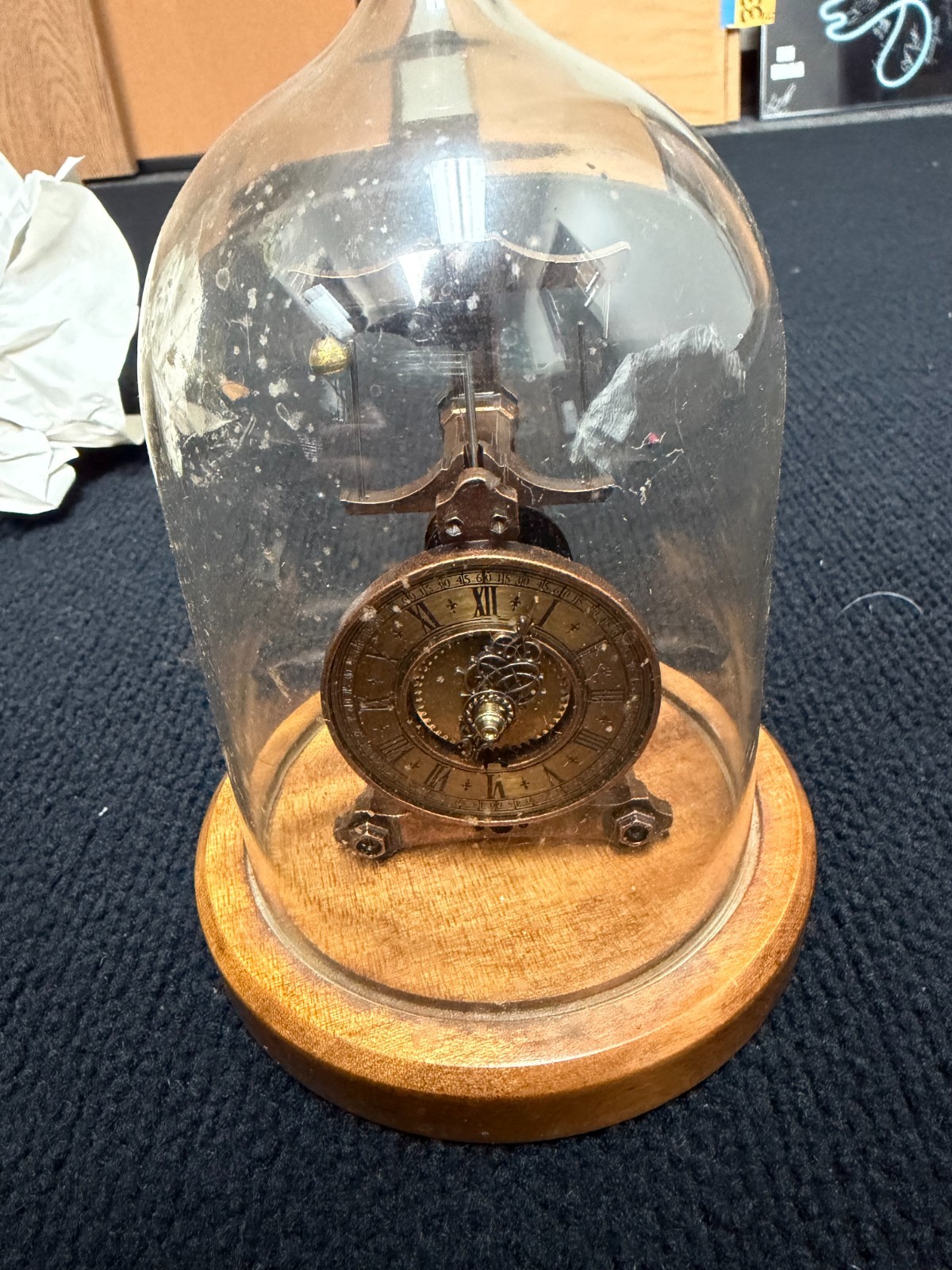 Vintage 1979 Tomy Guild Clock Micro Flying Model Mechanical Wind-Up Clock Dome