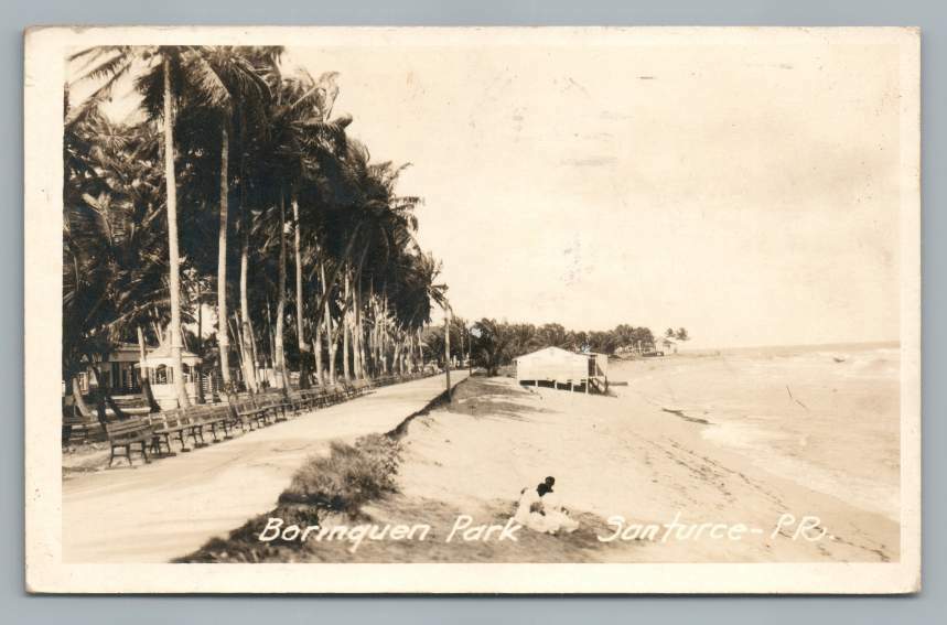 Borinquen Park SANTURCE Puerto Rico RPPC Rare SAN JUAN Beach Antique Photo~1920s