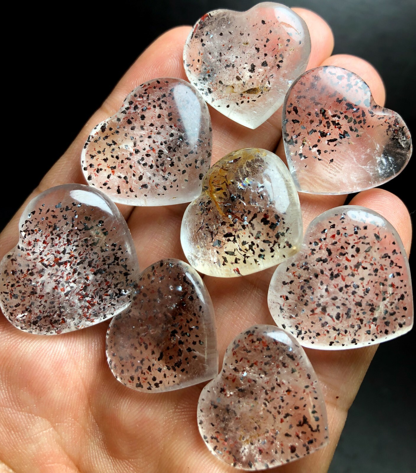 60g 8PC Fire Quartz Lepidocrocite Ignite Passion Purpose Heart Polished  U895