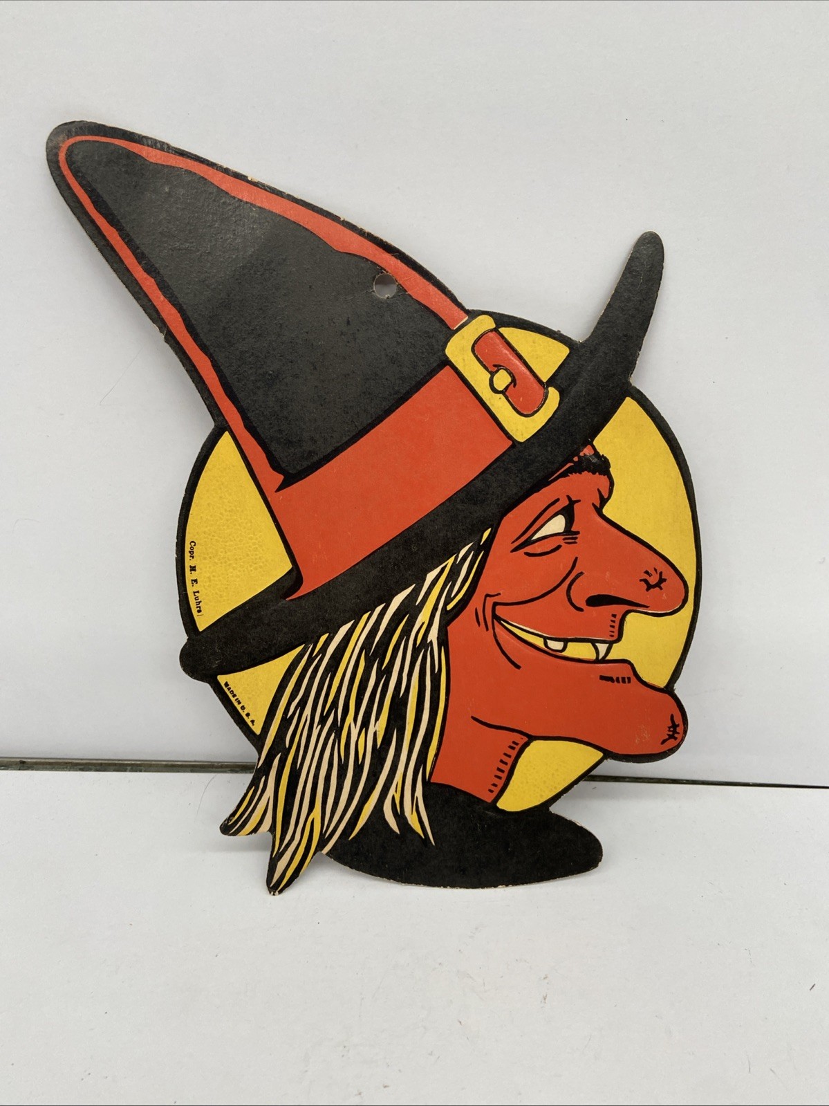 Vtg 1960\'s-70’s H. E. LUHRS BEISTLE Halloween Witch Moon Embossed