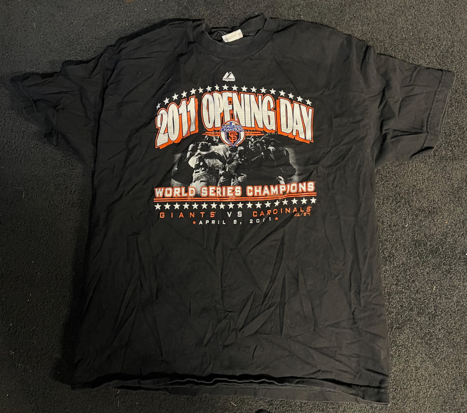 Vintage San Francisco Giants 2011 Opening Day World Series Champ T-Shirt Size XL