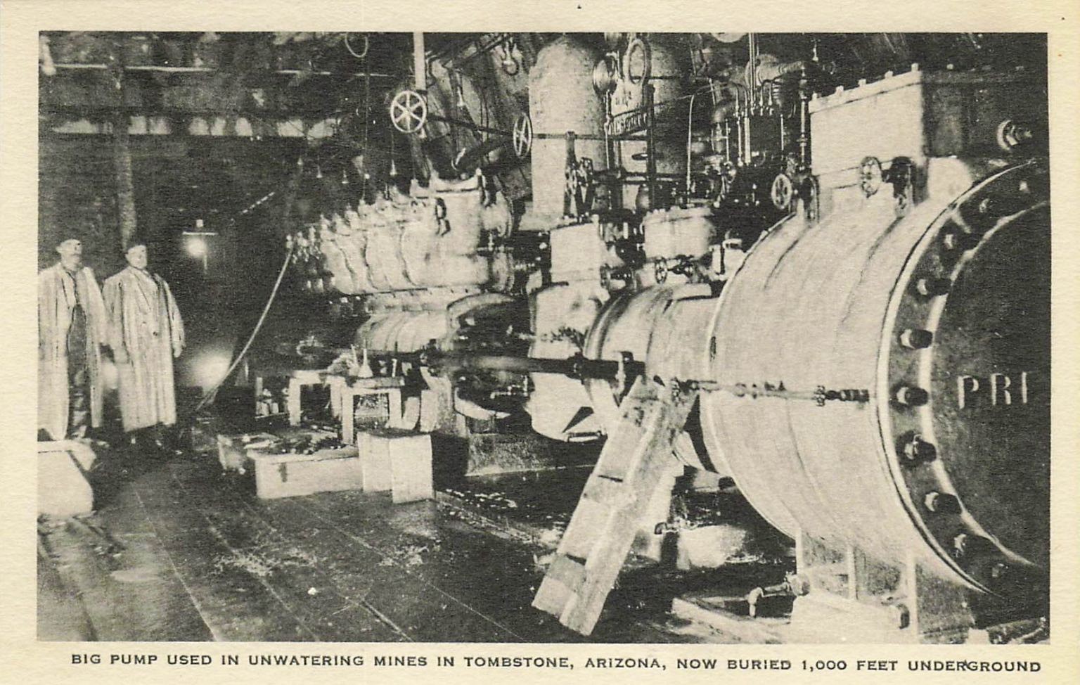 Tombstone AZ Big Pump Unwatering Mines Western Publishing Postcard 1920s