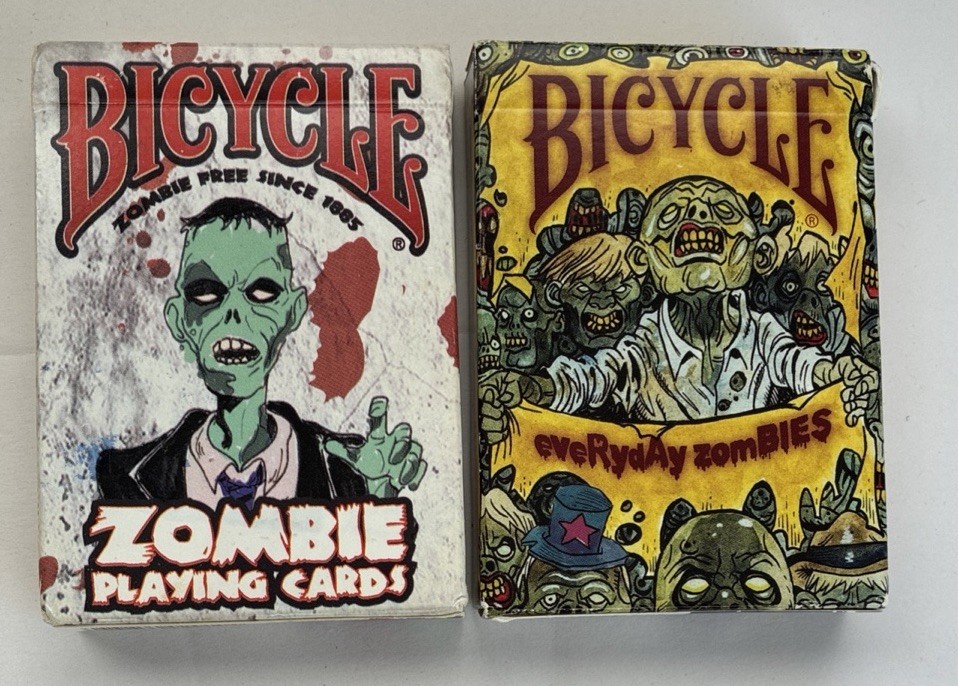 (2) Bicycle Playing Card Decks Standard Size Zombie Face USPCC - Open/Excellent 