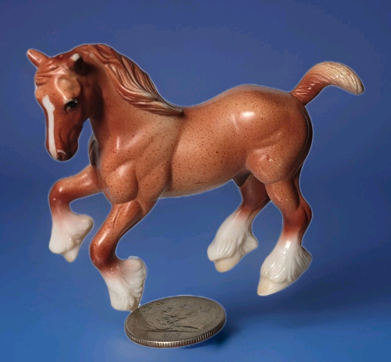 1999 Breyer Stablemates Clydesdale #6022 Red Roan Blaze Four Socks Collectible