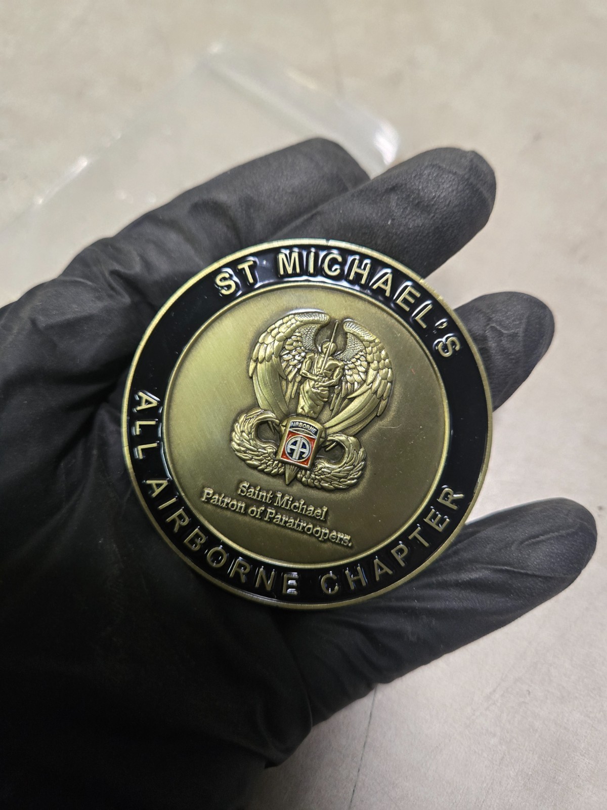 Rare St Michaels All Airborne Chapter Paratroopers Challenge Coin