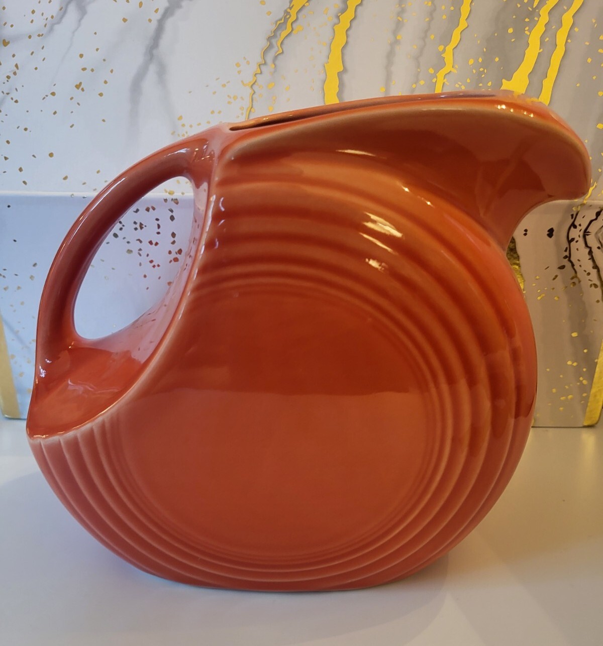 Vintage Pristine Piece Fiestaware Persimmon Water Pitcher Imprint, No \