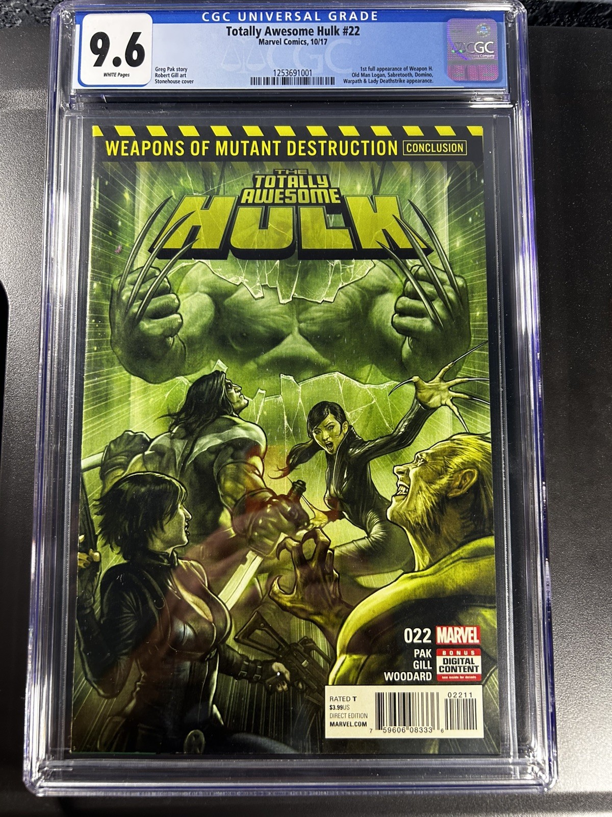 CGC 9.6 Totally Awesome Hulk #22 2017 Stonehouse Cover 1st Weapon H Appearance