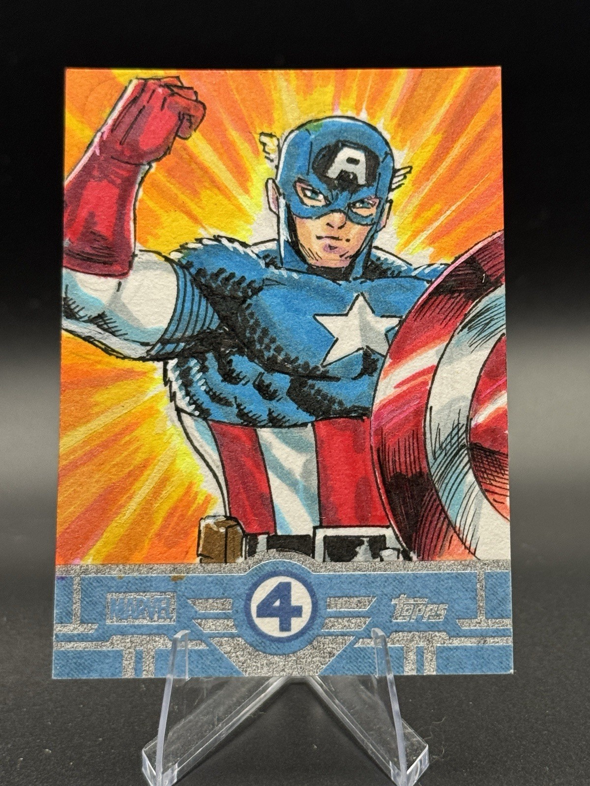2026 Topps Captain America Sketch Card 1/1. Art by Sherwin Santiago Artist Auto