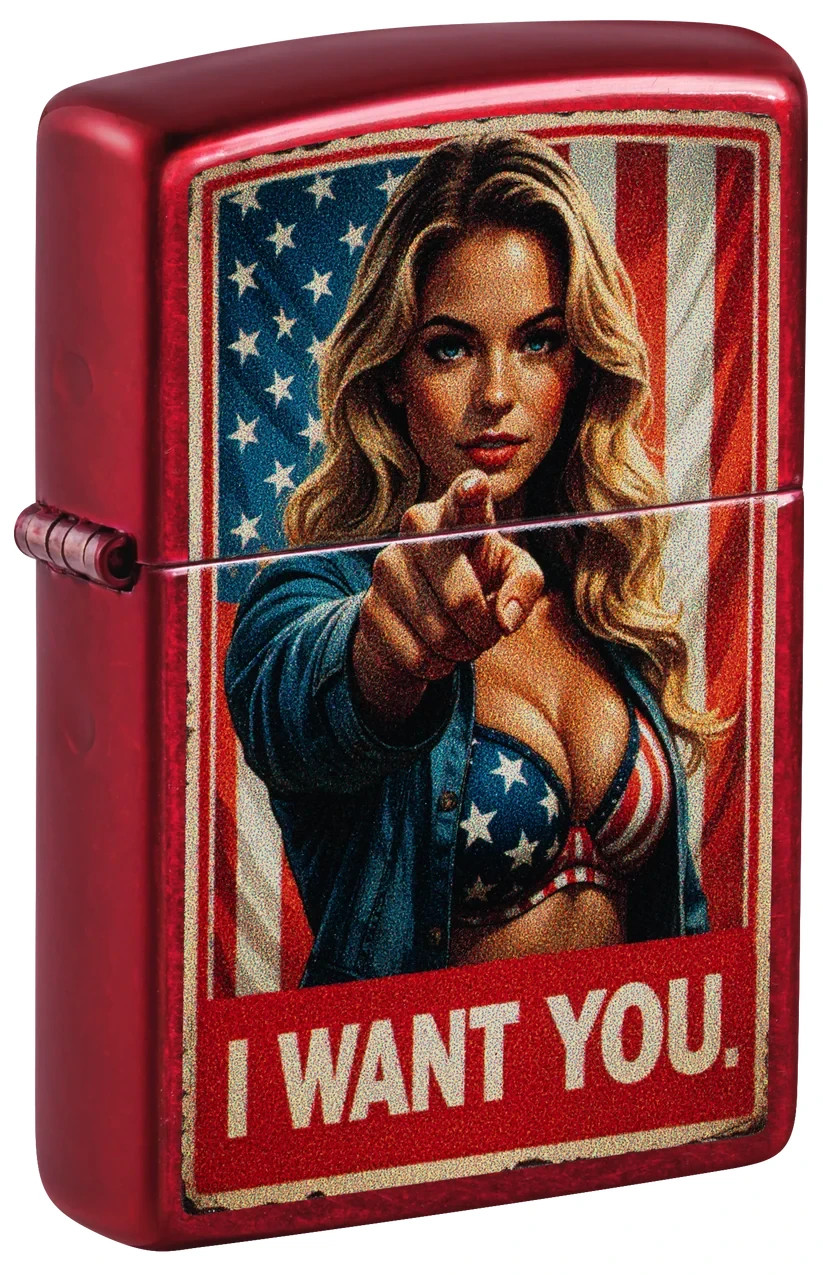 Zippo 47273, Patriotic I Want You Design, Candy Apple Red Lighter