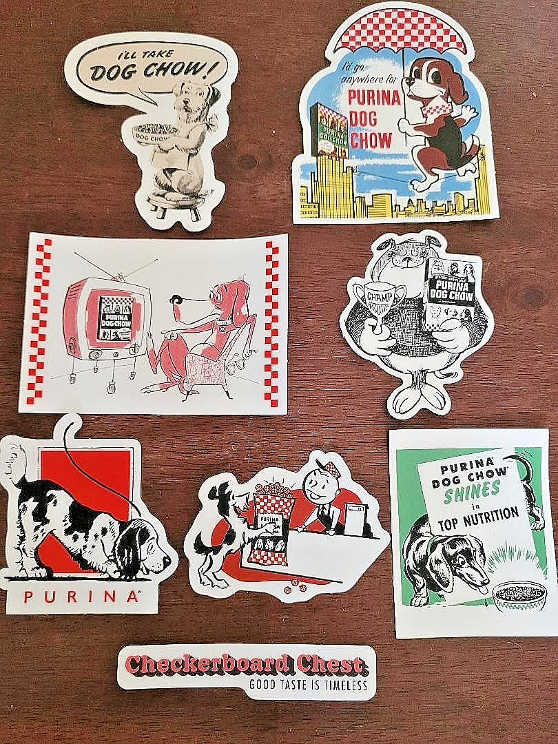 Purina Dog Chow Vintage-Style Dog Stickers, Multicolor, Lot of 8